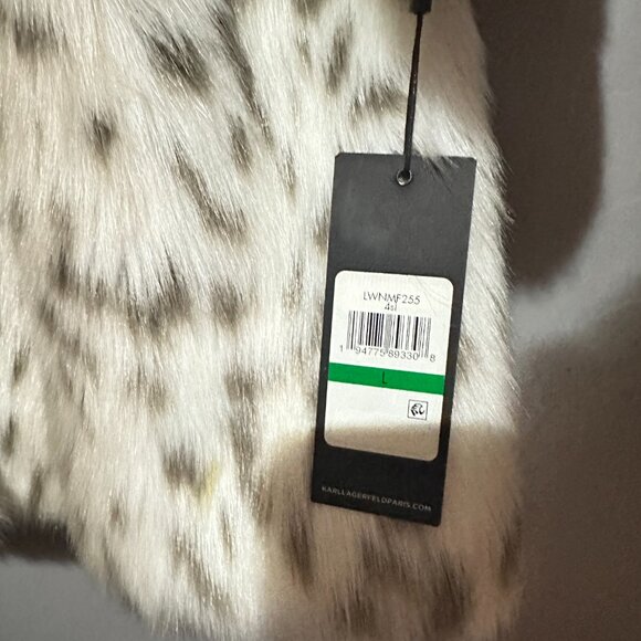 Karl Lagerfeld Paris Snow Leopard Faux Fur Coat Size Large Runs small Medium Fit - Picture 9 of 13
